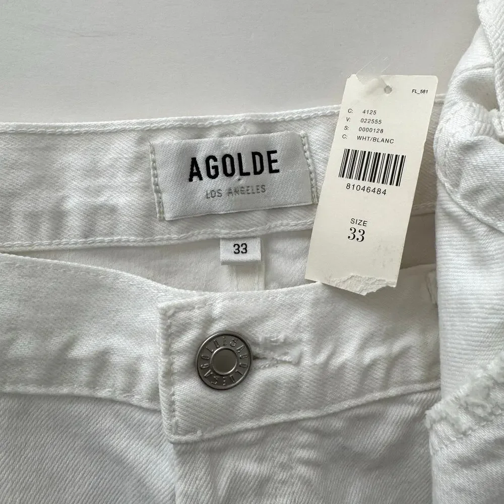 Agolde Anthropologie Parker Vintage Cutt-Off Shorts Denim Jeans in White 33 NWT - Picture 10 of 11